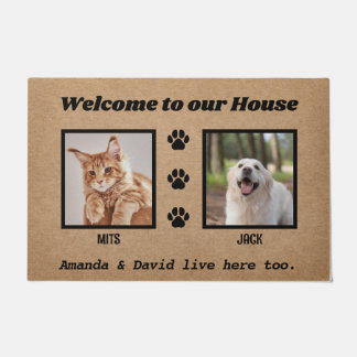 Paillasson Bienvenue Funny Dogs House Custom 2 Pet Photo