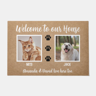 Paillasson Bienvenue Funny Dogs House Custom 2 Pet Photo