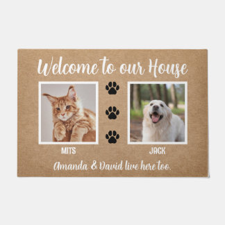 Paillasson Bienvenue Funny Dogs House Custom 2 Pet Photo