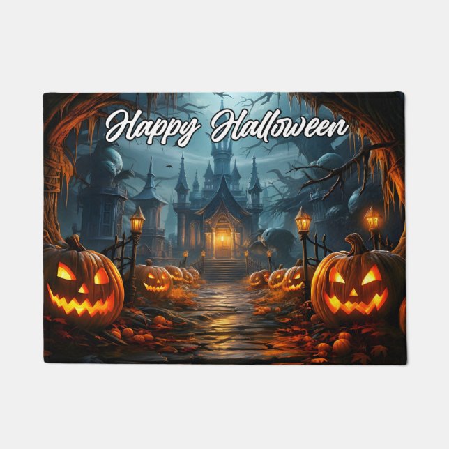 Paillasson Bienvenue  | Joyeux Halloween Nefarious Citrouille (Devant)