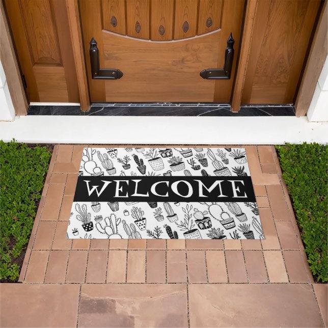 Paillasson BIENVENUE MAT Cute Poted Plante Motif Cactus (De plein air)