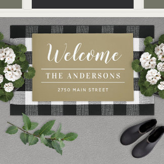 Paillasson Bienvenue Nom de famille Adresse Antique Or