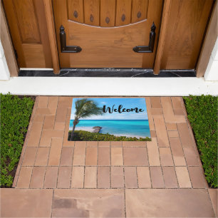 Paillasson Bienvenue Palmier Tropical Beau Bord de Mer Venté