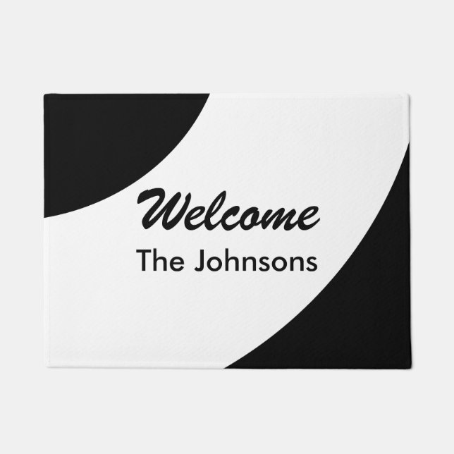 Paillasson Bienvenue personnalisé noir et blanc (Devant)