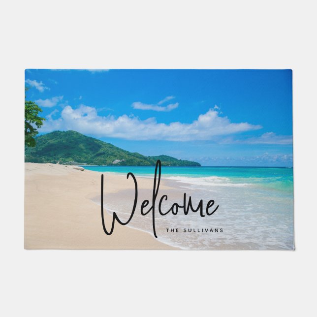 Paillasson Bienvenue photo Pittoresque de la plage Tropical (Devant)