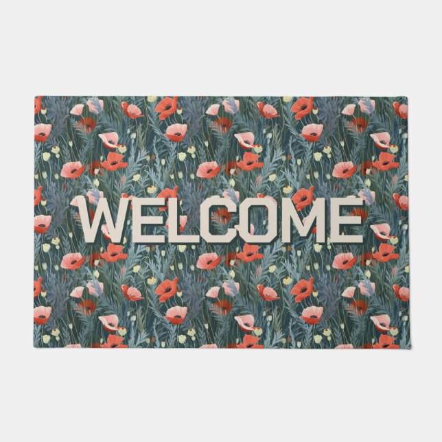 Paillasson Bienvenue Red Poppy Meadow (Devant)