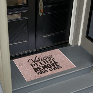 Paillasson Bienvenue Retirer Chaussures Rose Gold Texture mat