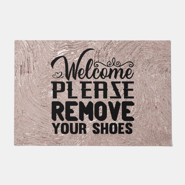 Paillasson Bienvenue Retirer Chaussures Rose Gold Texture mat (Devant)
