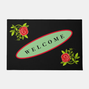 PAILLASSON BIENVENUE ROSE NOIR NOUVEAU