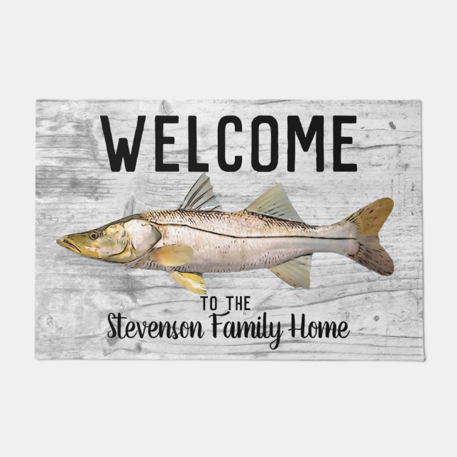 Paillasson Bienvenue Snook Fishing Nom de famille Maison Cott (Devant)
