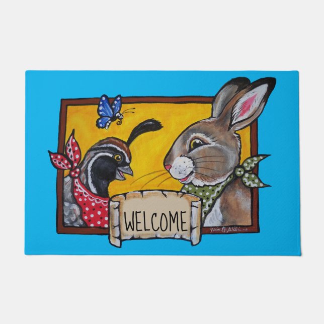 Paillasson Bienvenue Southwest Rabbit Quail Animal Fun (Devant)