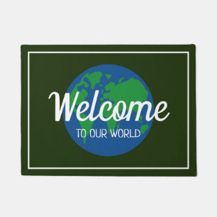 Paillasson Bienvenue sur notre carte mondiale personnalisée
