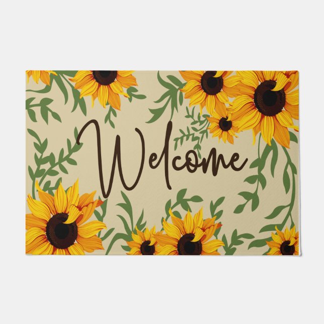 Paillasson Bienvenue Tournesol mat, Gardener Lover Mat (Devant)