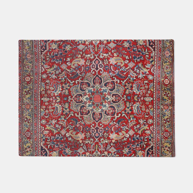 Paillasson Bijar Perse fine Rouge Bleu Jaune  (Devant)