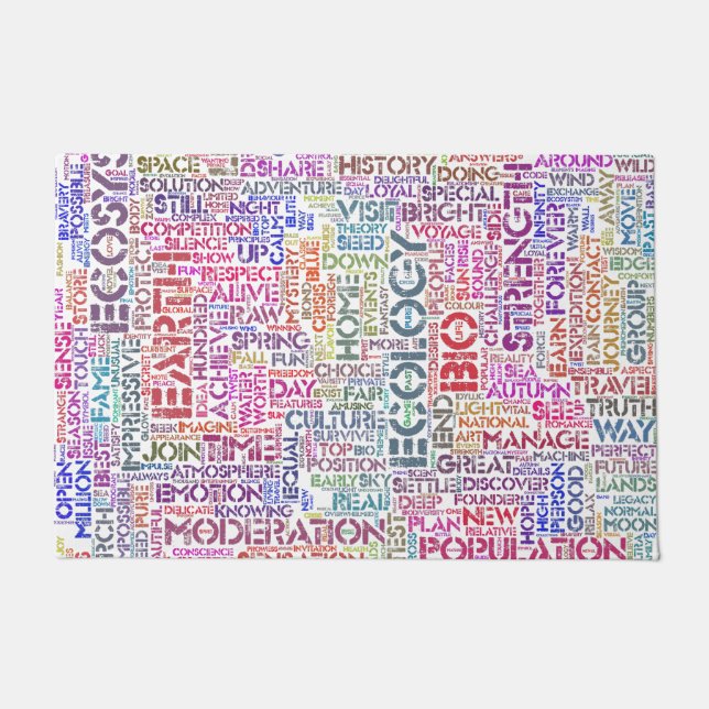 Paillasson Bio Nuage de Mots Texte Motif Biodiversité (Devant)