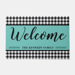 Paillasson Black En vichy Plaid Farmhouse Accueil Turquoise