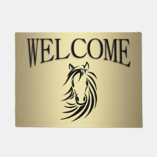 Paillasson Black Horse Gold Welcome Mat