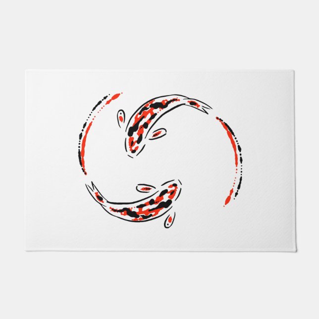 Paillasson Black & Red Japanese Koi Fish Artistic (Devant)