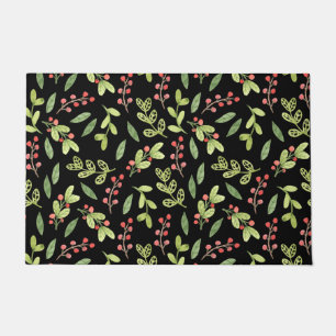 Paillasson Black Watercolor Mistletoe Motif