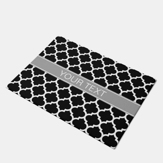 Paillasson Black White Moroccan #5 Dark Gray Name monogram (Incliné)