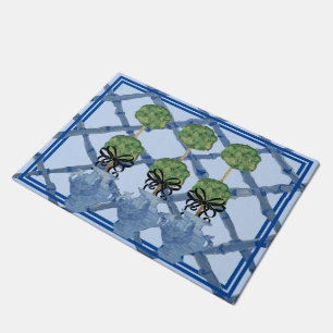 Paillasson Bleu Bambou Chinoiserie Ginger Jar Doormat Rug