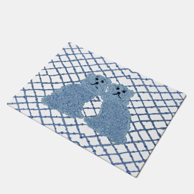 Paillasson Bleu Ginger Jars Staffordshire Chiens mat (Incliné)