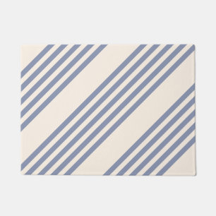 Paillasson Bleu gris et beige cinq rayures motif