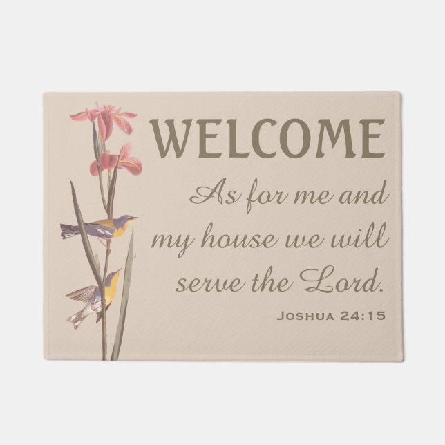 Paillasson Bleu Paruline à dos jaunâtre Oiseaux et natte de v (Devant)