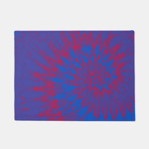 Paillasson Bleu super et rouge de spirale de colorant de