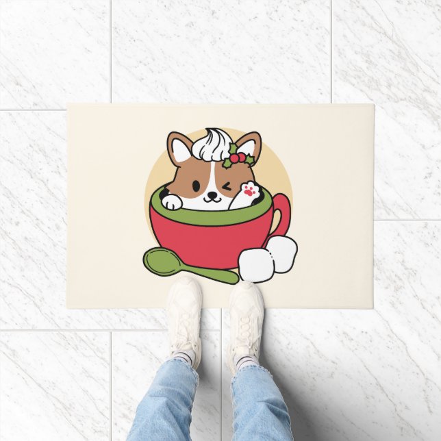 Paillasson Bliss de cacao d'hiver - Chien mignon en mode Mug (Intérieur)