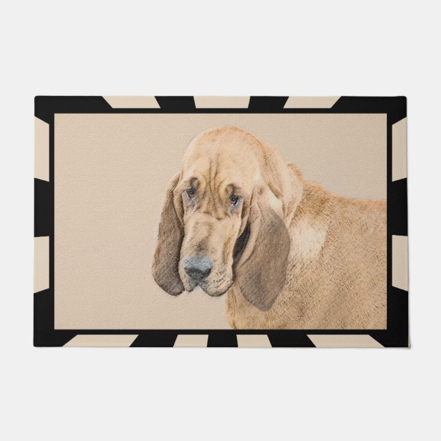Paillasson Bloodhound Peinture - Joli chien d'origine art (Devant)