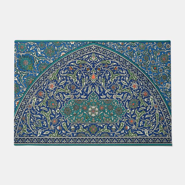 Paillasson Blue Green Orange Turquoise Ornat Motif arabe (Devant)