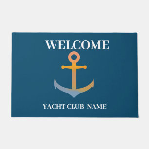 Paillasson Blue Nautical Ancre yacht club bateau marina welco