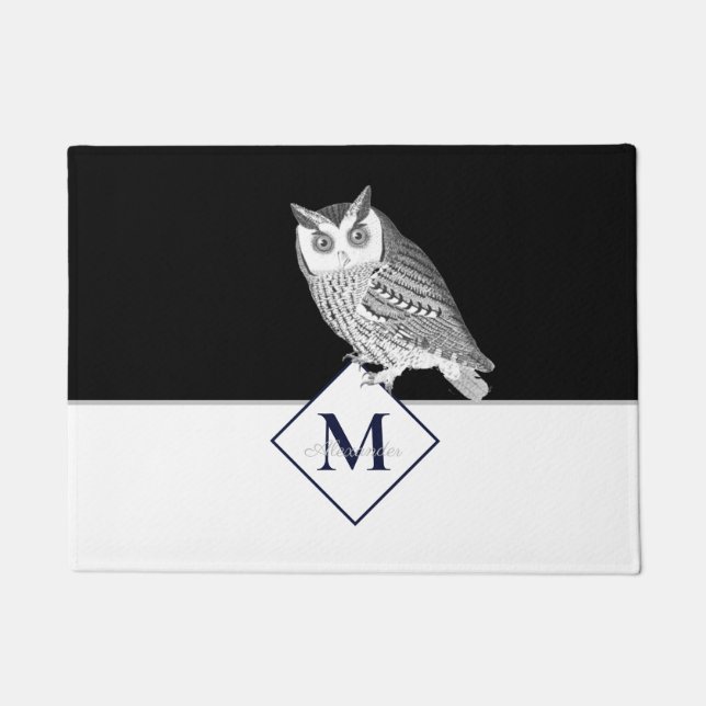 Paillasson Blue Owl Grey Nom du monogramme (Devant)