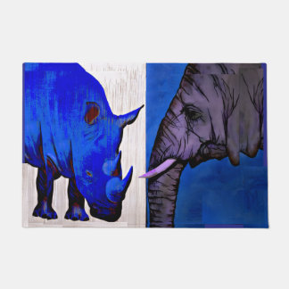 Paillasson Blue Rhino and Elephant feng shui rug mat 