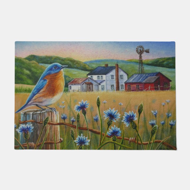 Paillasson Bluebird Cornflowers Summer Farm Waterart (Devant)