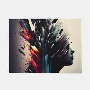 Paillasson Boho art abstrait avec visage de fille