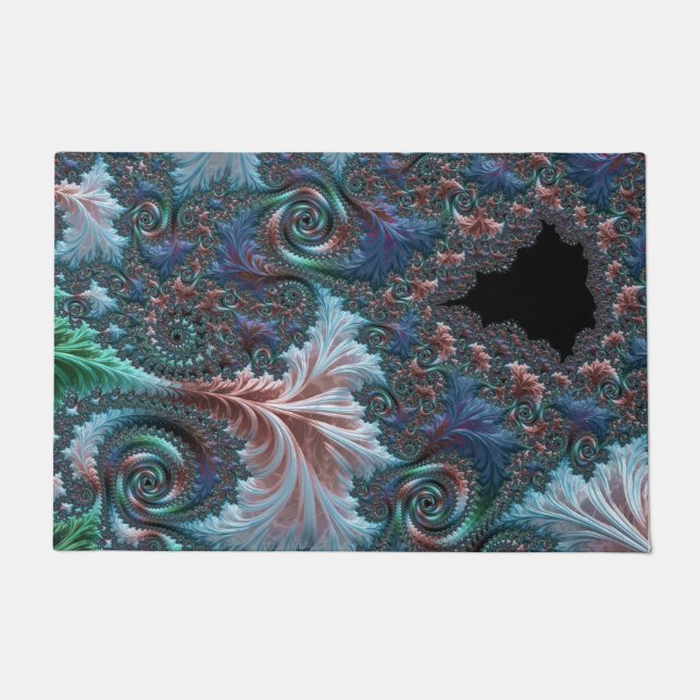Paillasson Boho coloré super Hippie Mandelbrot Fractal Art (Devant)