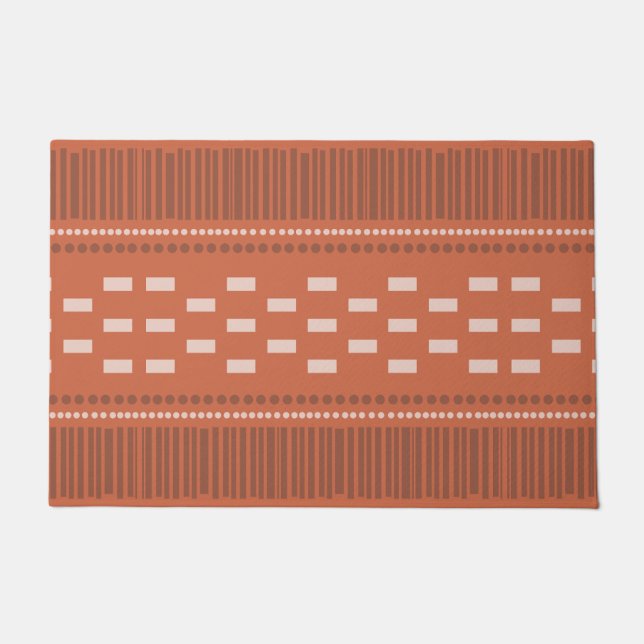 Paillasson Boho Lignes Scandinaves Points Rouille (Devant)
