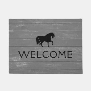 Paillasson Bois rustique - Cheval noir