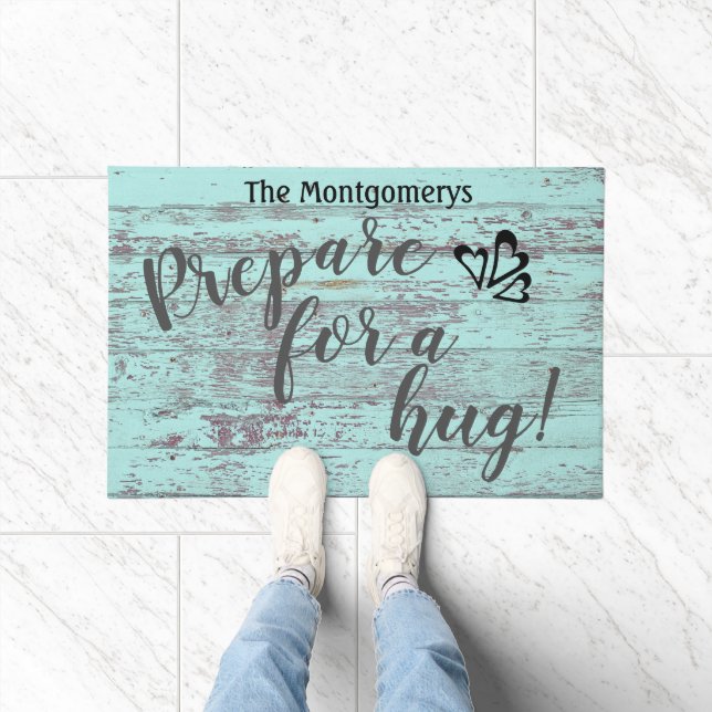 Paillasson Bois Rustique Nom Personnalisé Fun Préparer Pour U (Intérieur)