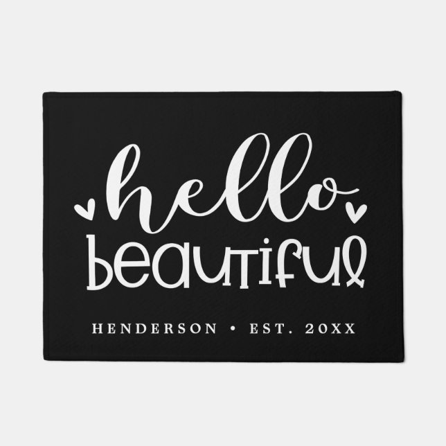 Paillasson Bonjour Belle| Calligraphie moderne personnalisée (Devant)