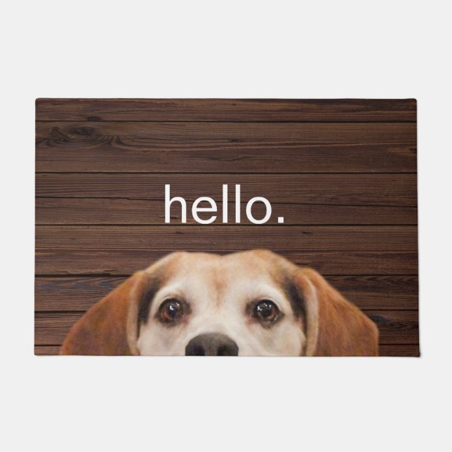 Paillasson Bonjour Drôle Beagle Chien Face Bois Retour (Devant)