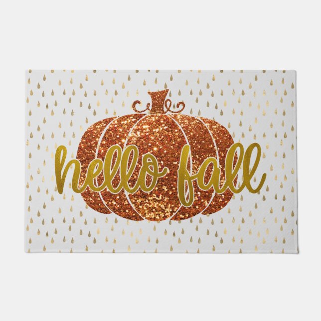 Paillasson Bonjour Parties scintillant d'automne Citrouille + (Devant)