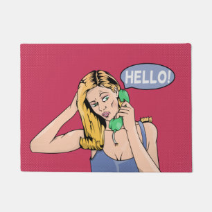 Paillasson Bonjour Retro Phone Woman