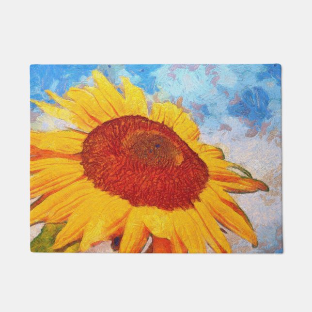 Paillasson Bonjour Sun Sunflower Art (Devant)