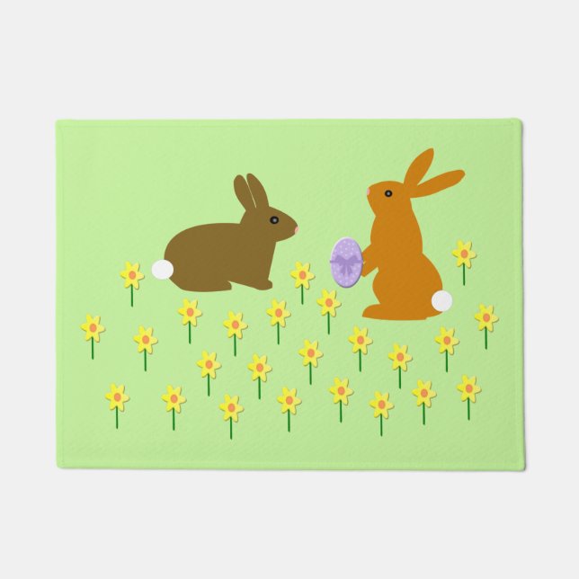 Paillasson Bonnets de Pâques et jonquilles (Devant)