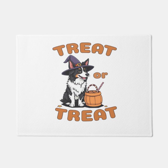Paillasson Bordure Collie Halloween Costume de chien "Treat o (Devant)