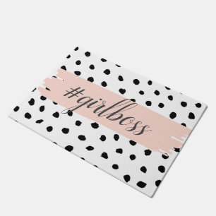 Paillasson Boss et points noirs Pastel Rose moderne