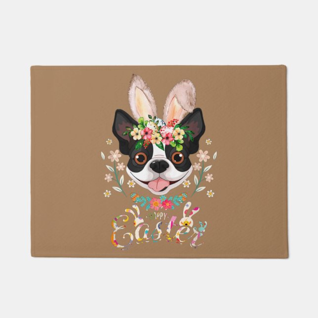 Paillasson Boston Terrier maman, Boston Terrier papa, amoureu (Devant)